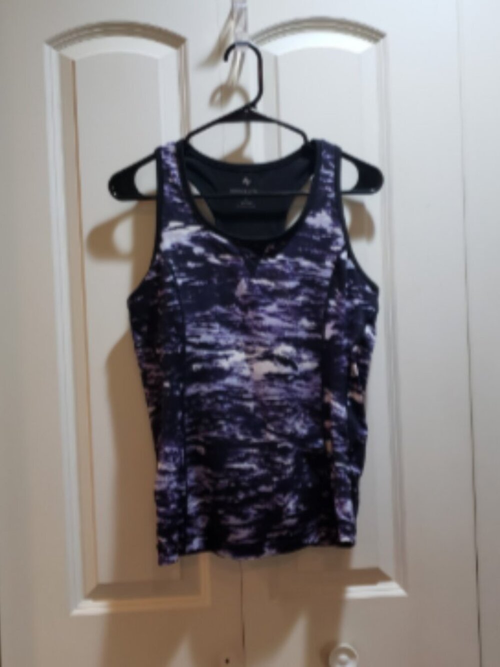Adrienne Vittadini Purple White Tie Die Built In Bra Racerback Tank Top Size L